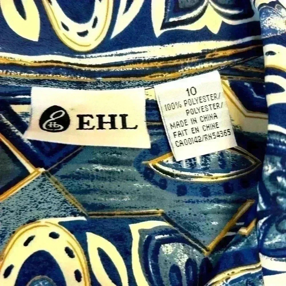 Vintage EHL Button Up Short Sleeve Blouse Size 10 Pattern Retro Blue Floral Cute - Picture 5 of 10